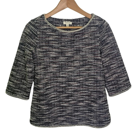 Max Studio Tweed Short Sleeve Top Tee - Picture 1 of 6